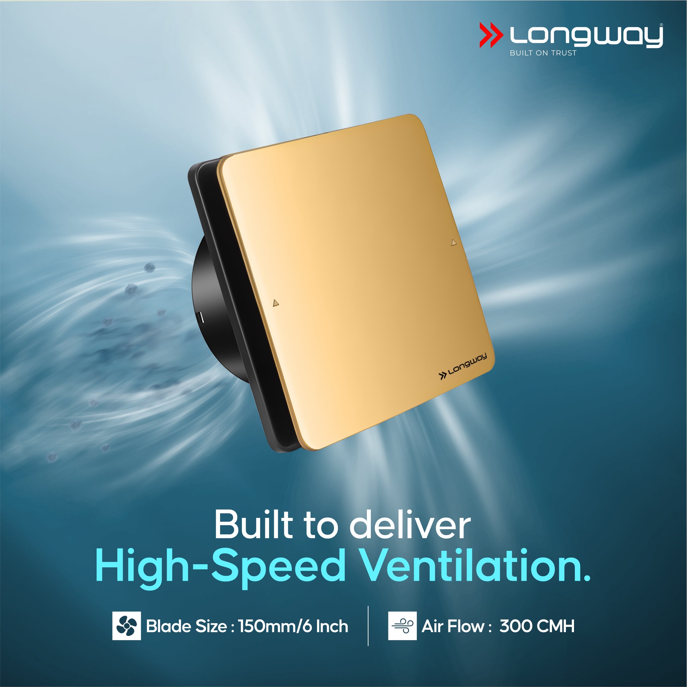 Longway FreshX 6 Inch 150 mm Energy Efficient Exhaust Fan | High Speed Powerful Motor | Noiseless Operation & Easy to Clean | Rust Proof |Suitable for Bathroom, Kitchen, Office | 2 Years Warranty