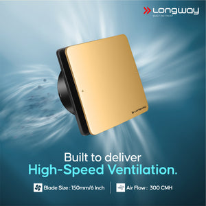 Longway FreshX 6 Inch 150 mm Energy Efficient Exhaust Fan | High Speed Powerful Motor | Noiseless Operation & Easy to Clean | Rust Proof |Suitable for Bathroom, Kitchen, Office | 2 Years Warranty