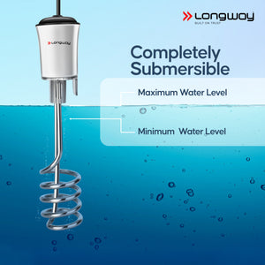 Longway LWIR01 1500/2000 Watt Immersion Rod, Water Heater with Waterproof & Shockproof Protection ISI Certified | 2 Years Warranty
