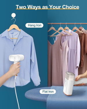 Longway Turbo 1000W Garment Steamer for Clothes | Foldable, Leak Proof, 248°F Steam with Fabric Brush & 120ml Water Tank | Powerful Steamer for Clothes (White)