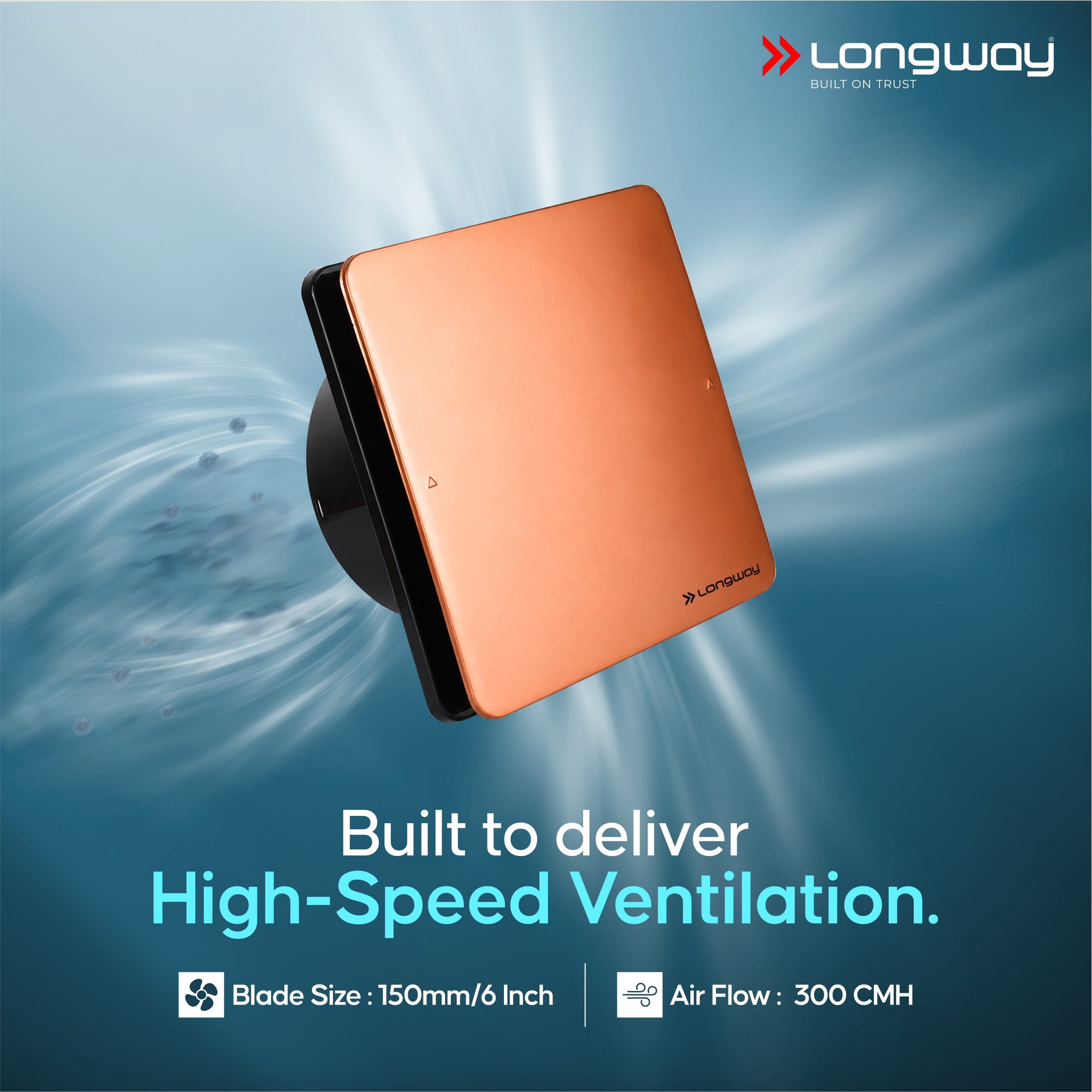 Longway FreshX 6 Inch 150 mm Energy Efficient Exhaust Fan | High Speed Powerful Motor | Noiseless Operation & Easy to Clean | Rust Proof |Suitable for Bathroom, Kitchen, Office | 2 Years Warranty