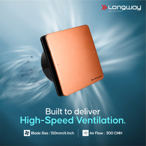 Longway FreshX 6 Inch 150 mm Energy Efficient Exhaust Fan | High Speed Powerful Motor | Noiseless Operation & Easy to Clean | Rust Proof |Suitable for Bathroom, Kitchen, Office | 2 Years Warranty