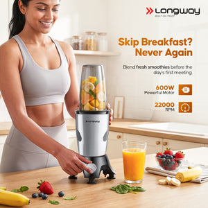 Longway Blixa Nutri Blender 600 W Bullet Mixer Grinder & Smoothie Maker with Stainless Steel Blades & ABS Plastic Body | 22000 RPM | 3 Years Warranty