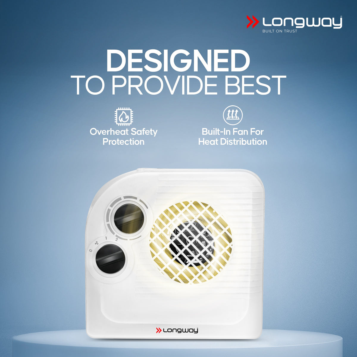 Longway Thermora 2000/1000 W Fan Room Heater with ISI Approved | 1 Year Warranty (White)