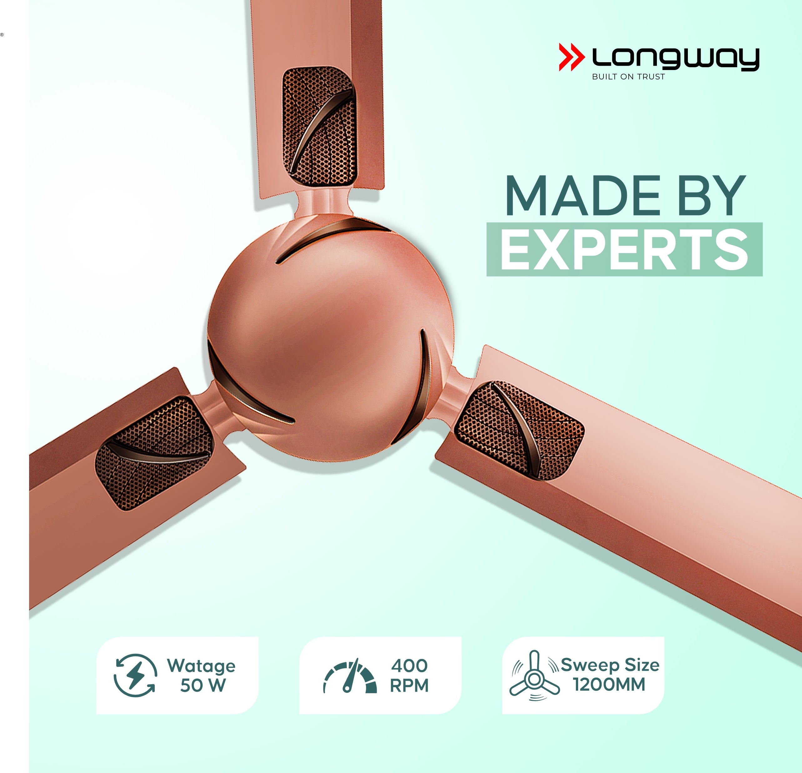 Longway Creta P1 1200 mm/48 inch Remote Controlled 3 Blade Anti-Dust Decorative Star Rated Ceiling Fan