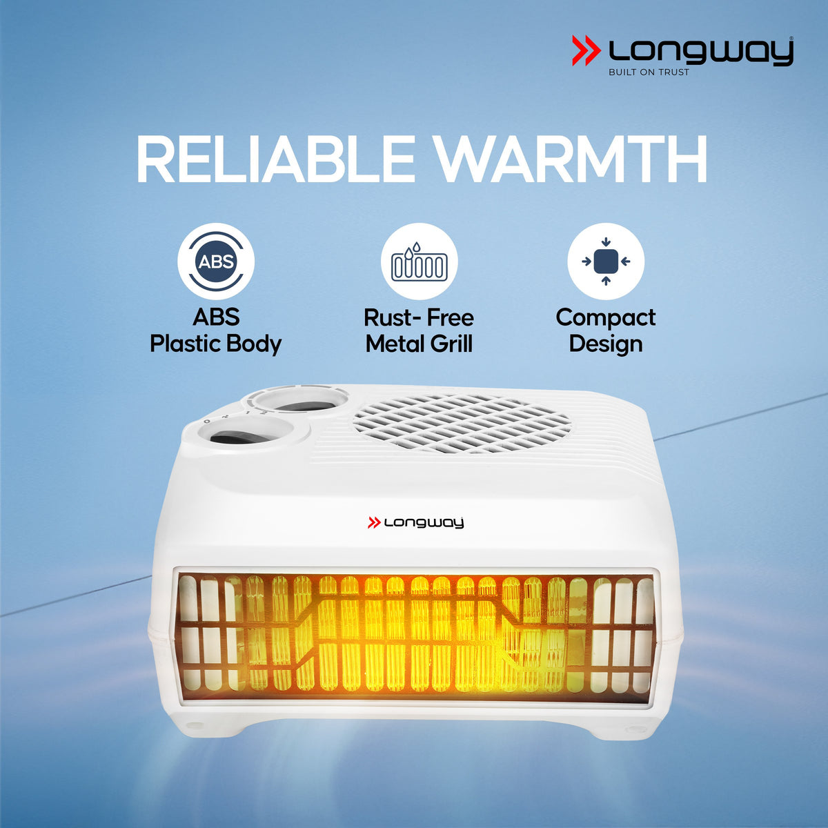 Longway Thermora 2000/1000 W Fan Room Heater with ISI Approved | 1 Year Warranty (White)