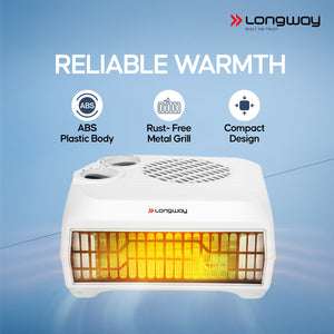 Longway Thermora 2000/1000 W Fan Room Heater with ISI Approved | 1 Year Warranty (White)