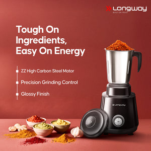 Longway Super Pro Juicer Mixer Grinder | Up to 500 - 750 Watt Max Output Powerful Motor | for Grinding, Mixing, Juicing | 2 Year Warranty