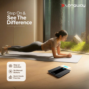 Longway Weight Machine for Home | Digital Bathroom Scale for Human Body Weight Measurement | Extra Thick Tempered Glass with LCD Display (36 Months Warranty | Max Weight 180Kgs | Strive)