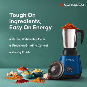 Longway Super Pro Juicer Mixer Grinder | Up to 500 - 750 Watt Max Output Powerful Motor | for Grinding, Mixing, Juicing | 2 Year Warranty