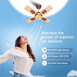 Longway Creta P1 600 mm/24 inch Ultra High Speed 4 Blade Anti-Dust Decorative Star Rated Remote Controlled Ceiling Fan