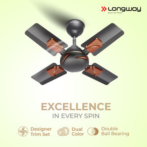 Longway Creta P1 600 mm/24 inch Ultra High Speed 4 Blade Anti-Dust Decorative Star Rated Ceiling Fan