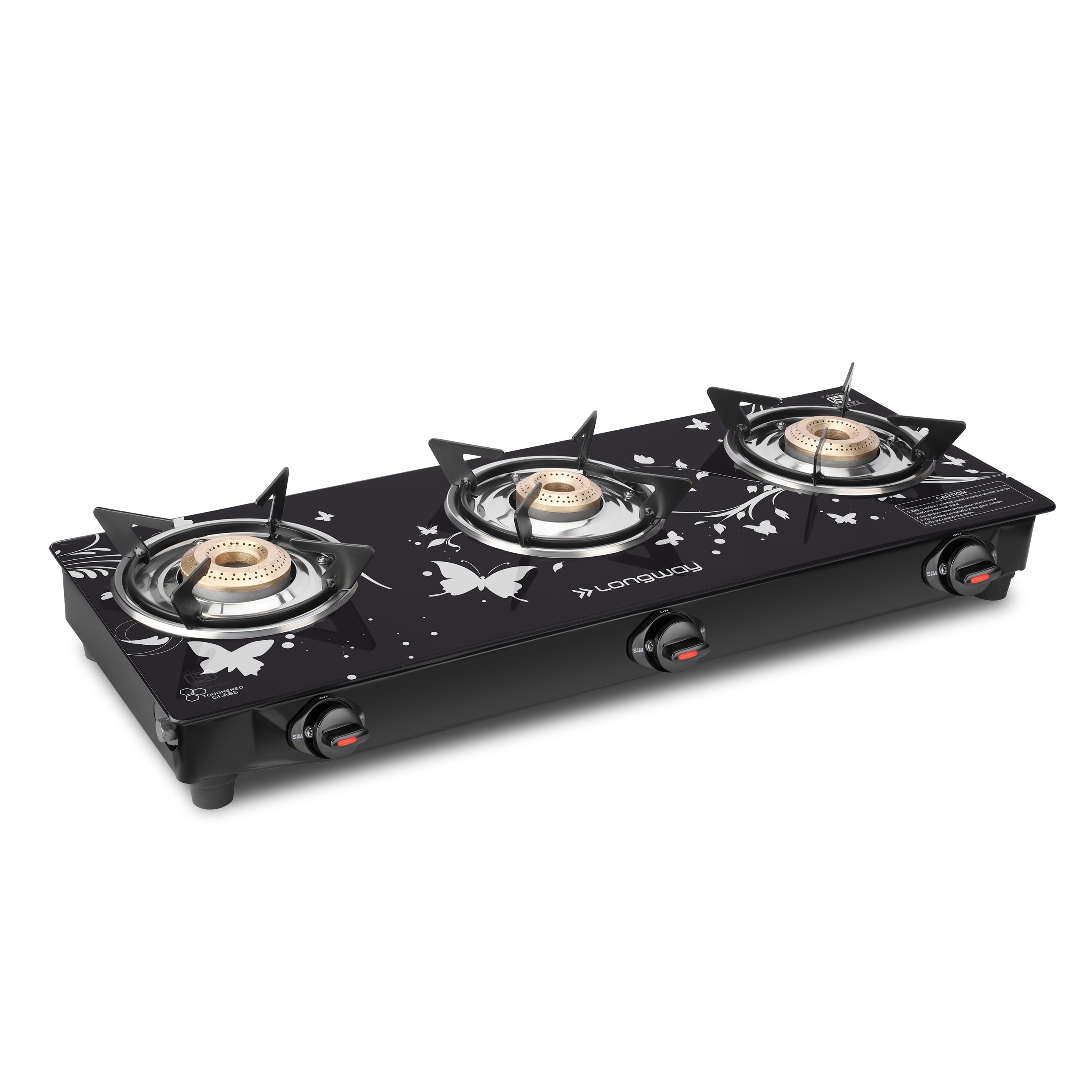 Longway Astra Glass Top, Auto Ignition Glass Gas Stove (Black, ISI Certified, 2 Years Warranty)