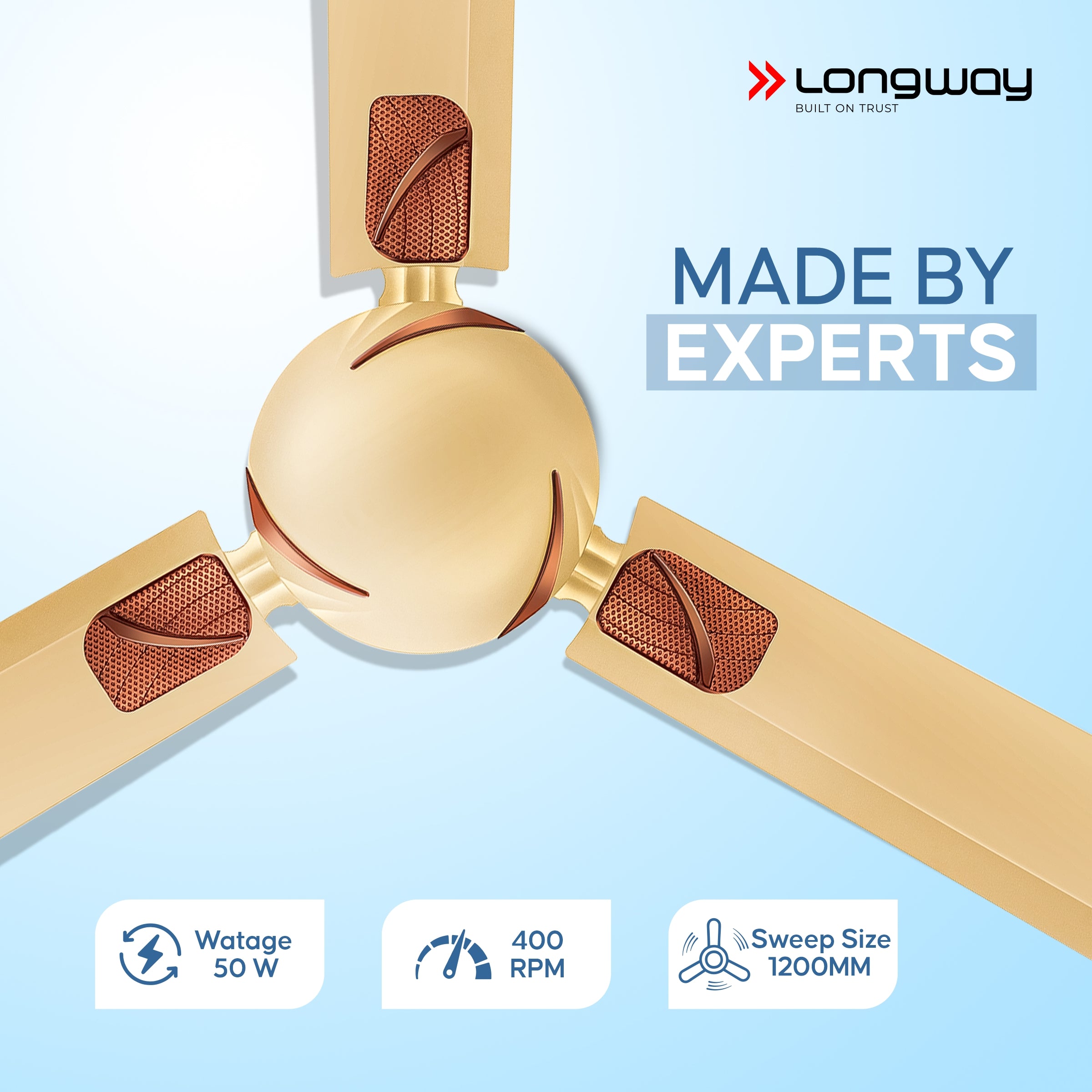 Longway Creta P2 1200 mm/48 inch Remote Controlled 3 Blade Anti-Dust Decorative Star Rated Ceiling Fan