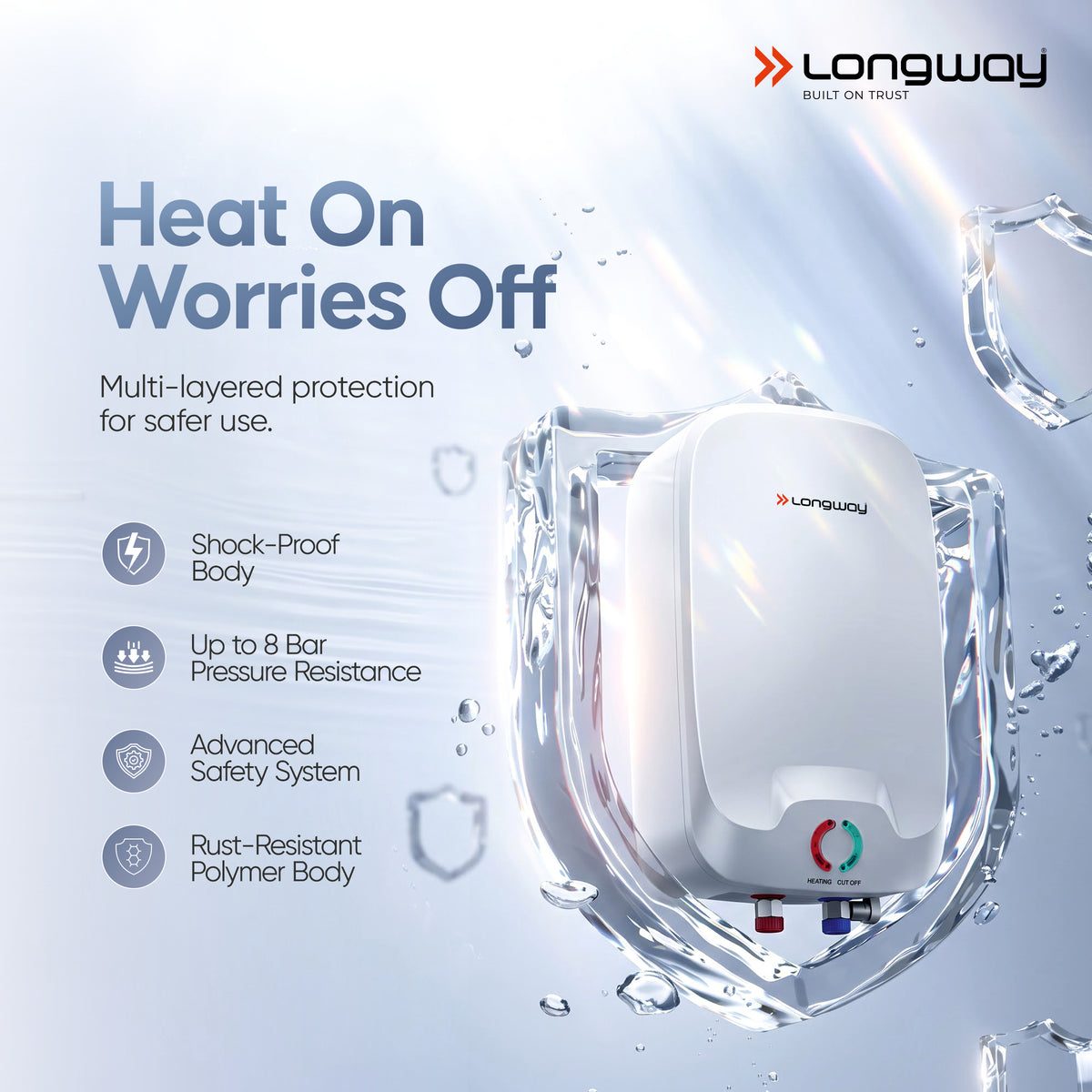 Longway Zyro 5.5 Ltr 5 Star Rated Instant Water Heater for Home with Advanced Multi-Layered Safety System & Anti-Rust Coating |Suitable for Kitchen & Bathroom | 5 Year Warranty on Tank (5.5 Ltr)