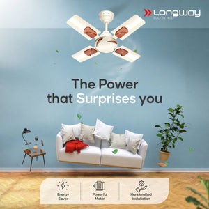 Longway Creta P1 600 mm/24 inch Ultra High Speed 4 Blade Anti-Dust Decorative Star Rated Ceiling Fan