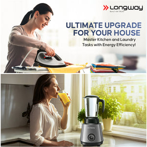 Longway Super Pro Juicer Mixer Grinder | Up to 500 - 750 Watt Max Output Powerful Motor | for Grinding, Mixing, Juicing | 2 Year Warranty