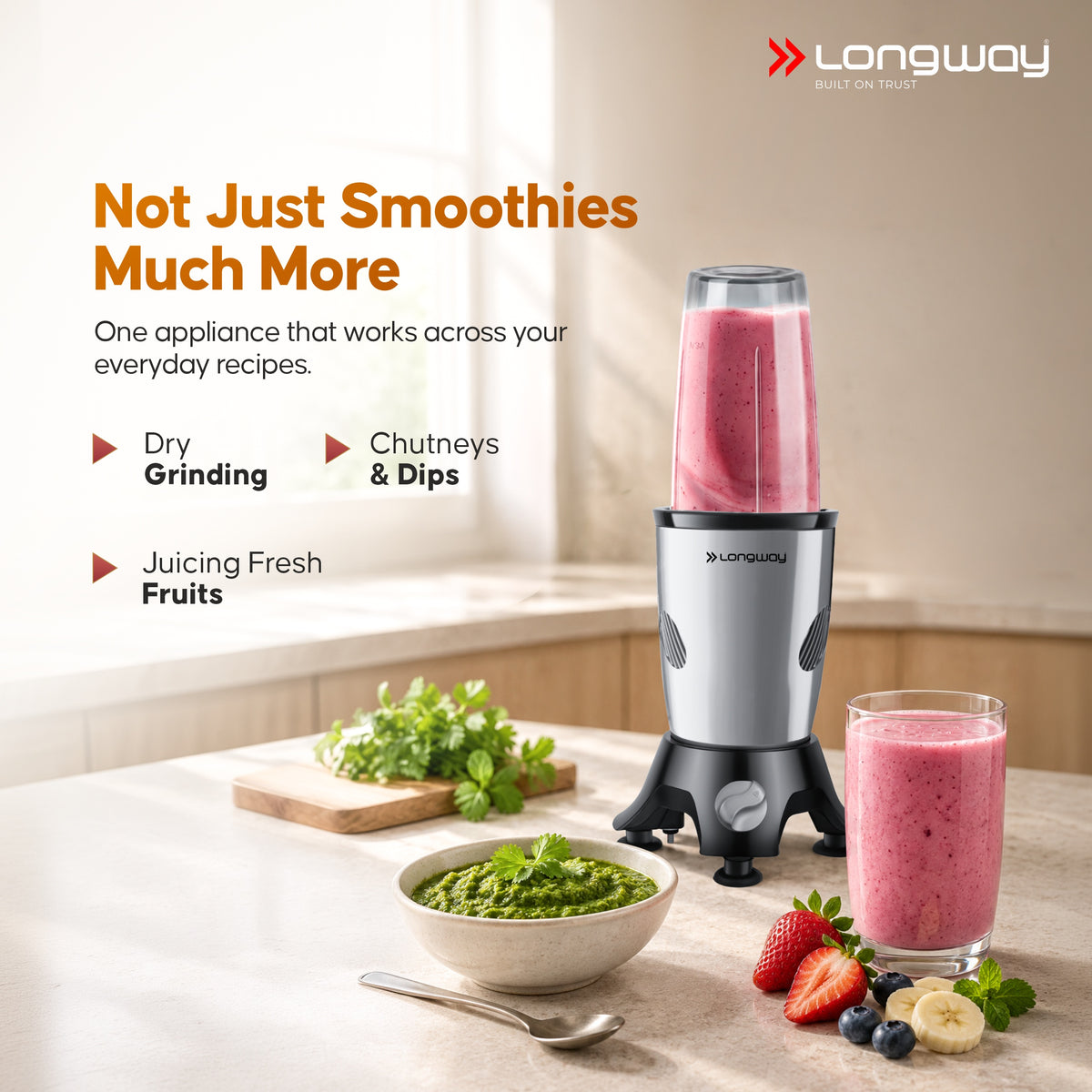 Longway Blixa Nutri Blender 600 W Bullet Mixer Grinder & Smoothie Maker with Stainless Steel Blades & ABS Plastic Body | 22000 RPM | 3 Years Warranty