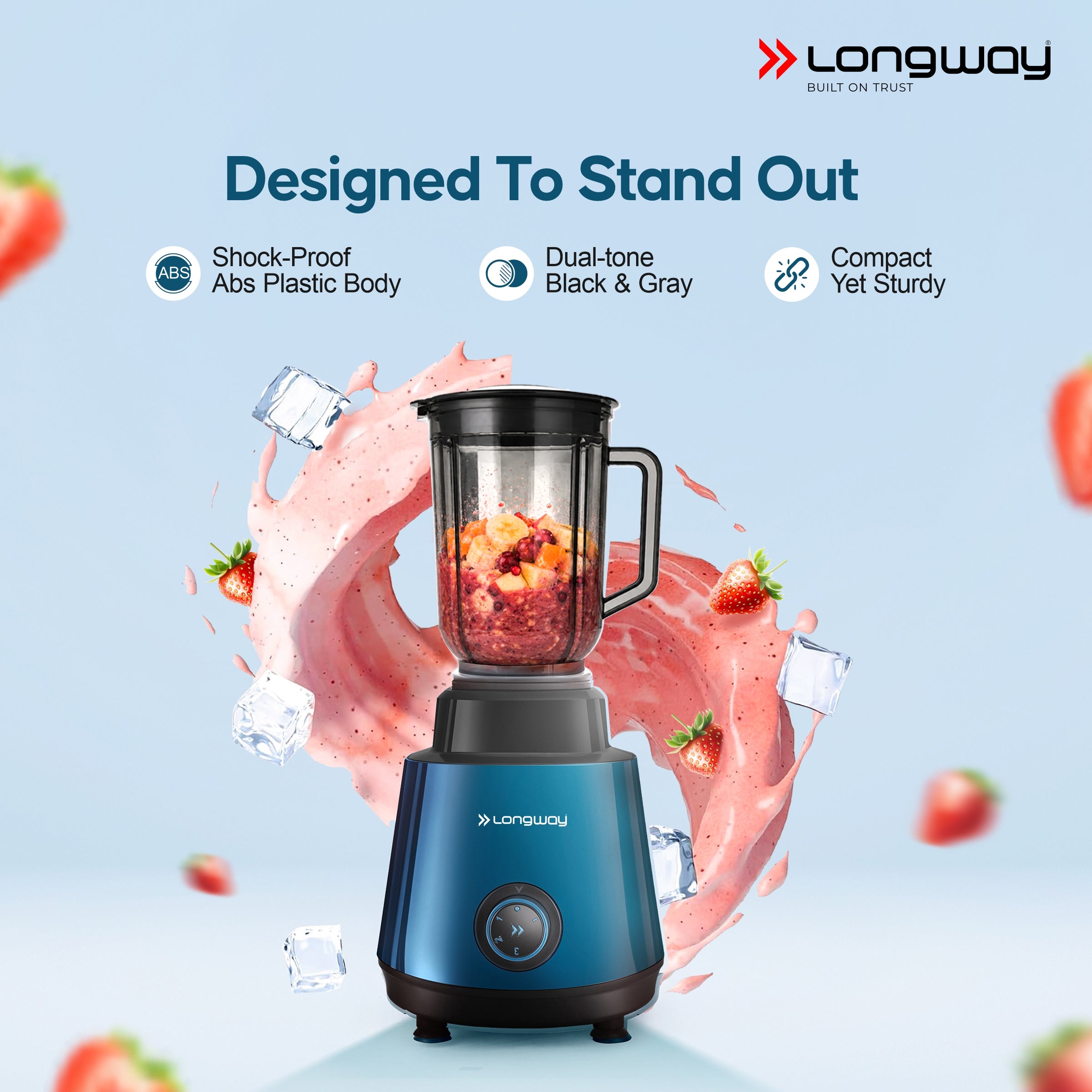 Longway Super Pro Juicer Mixer Grinder | Up to 500 - 750 Watt Max Output Powerful Motor | for Grinding, Mixing, Juicing | 2 Year Warranty