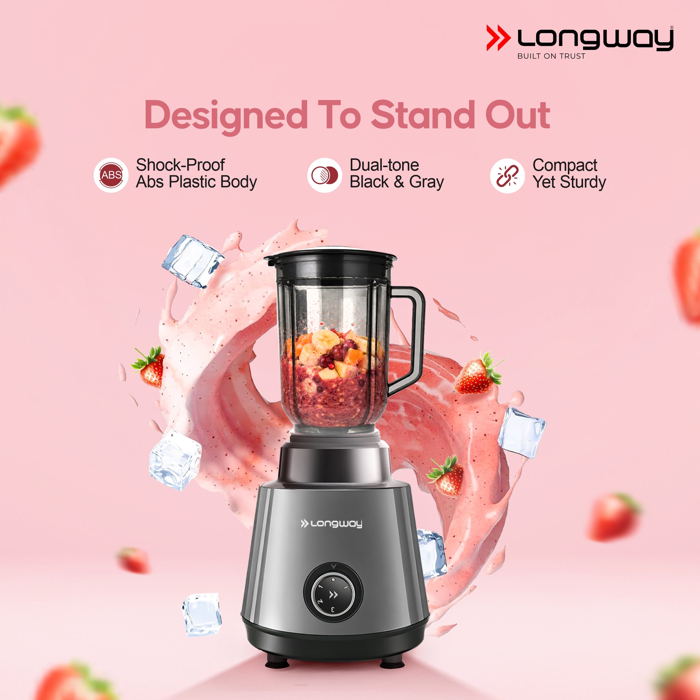 Longway Super Pro Juicer Mixer Grinder | Up to 500 - 750 Watt Max Output Powerful Motor | for Grinding, Mixing, Juicing | 2 Year Warranty