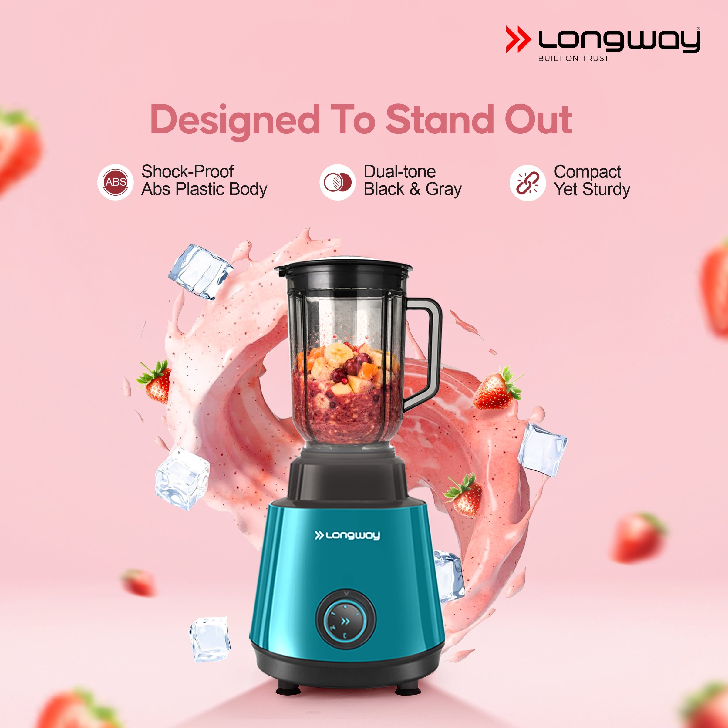 Longway Super Pro Juicer Mixer Grinder | Up to 500 - 750 Watt Max Output Powerful Motor | for Grinding, Mixing, Juicing | 2 Year Warranty