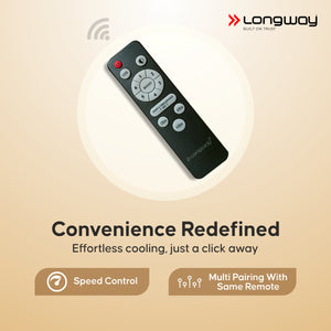 Longway Creta P1 600 mm/24 inch Ultra High Speed 4 Blade Anti-Dust Decorative Star Rated Remote Controlled Ceiling Fan