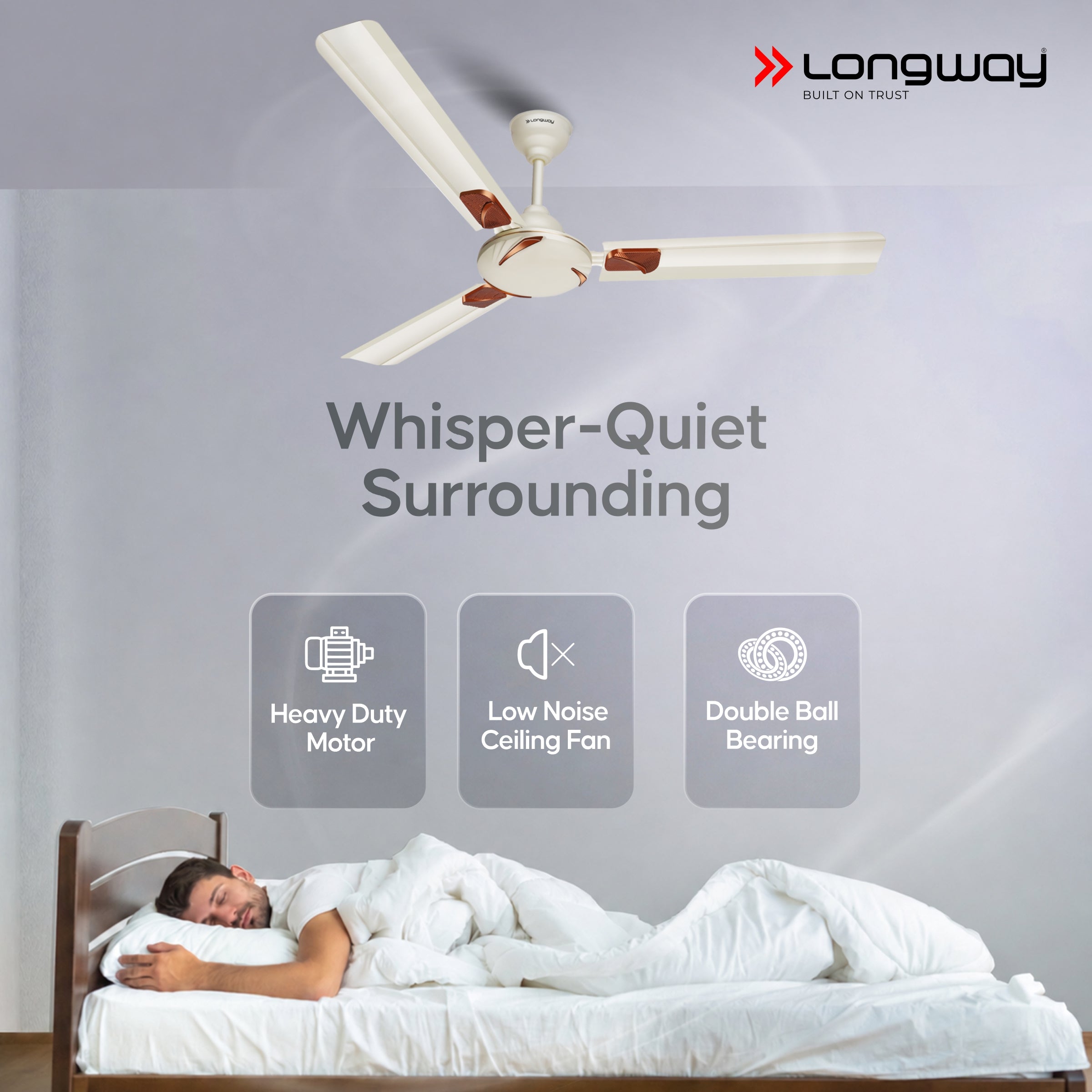 Longway Creta P1 1200 mm/48 inch Ultra High Speed 3 Blade Anti-Dust Decorative Star Rated Ceiling Fan