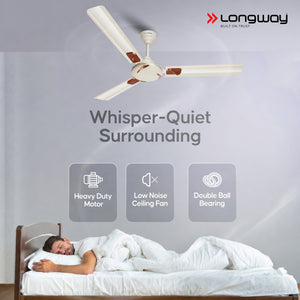 Longway Creta P1 1200 mm/48 inch Ultra High Speed 3 Blade Anti-Dust Decorative Star Rated Ceiling Fan