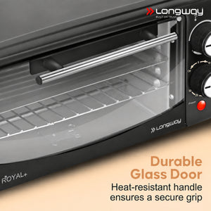 Longway Royal Plus OTG 12L Oven Toaster Griller with Multiple Heating Modes | Temperature Timer Control for Baking Pizza, Cake, Grilling Chicken & Toasting Bread | 2 Years Warranty (1000W)