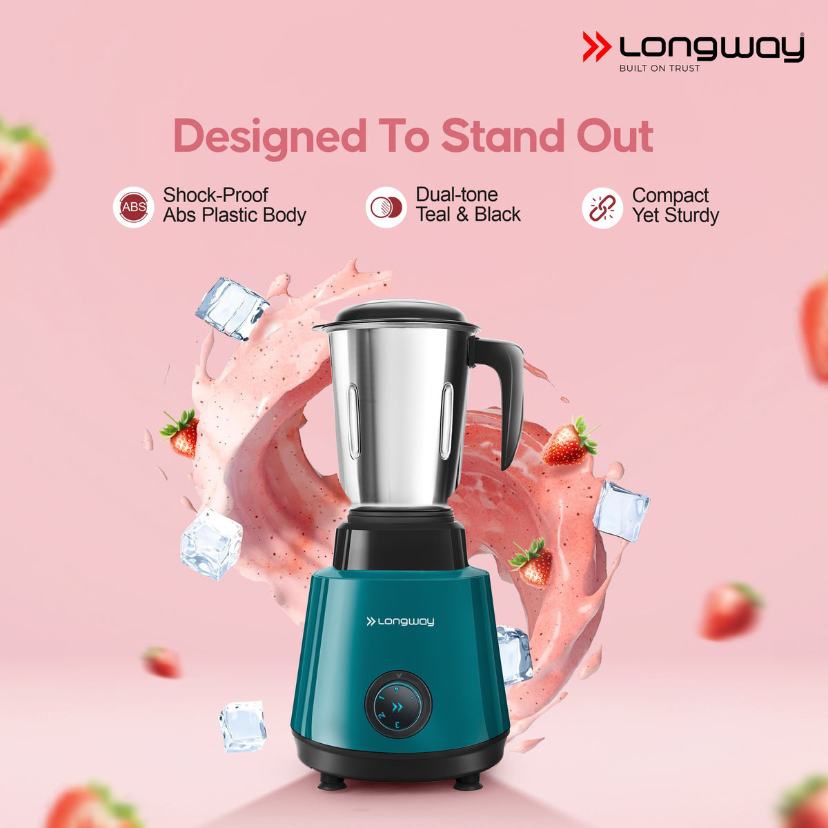 Longway Super Pro Juicer Mixer Grinder | Up to 500 - 750 Watt Max Output Powerful Motor | for Grinding, Mixing, Juicing | 2 Year Warranty