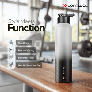 Longway Rush 1 Ltr Stainless Steel Water Bottle | Leak-Proof & Rust-Free Design | Perfect for School, Office, Home, Gym, Travel & Ideal for Men, Women & Kids (1000 ml)