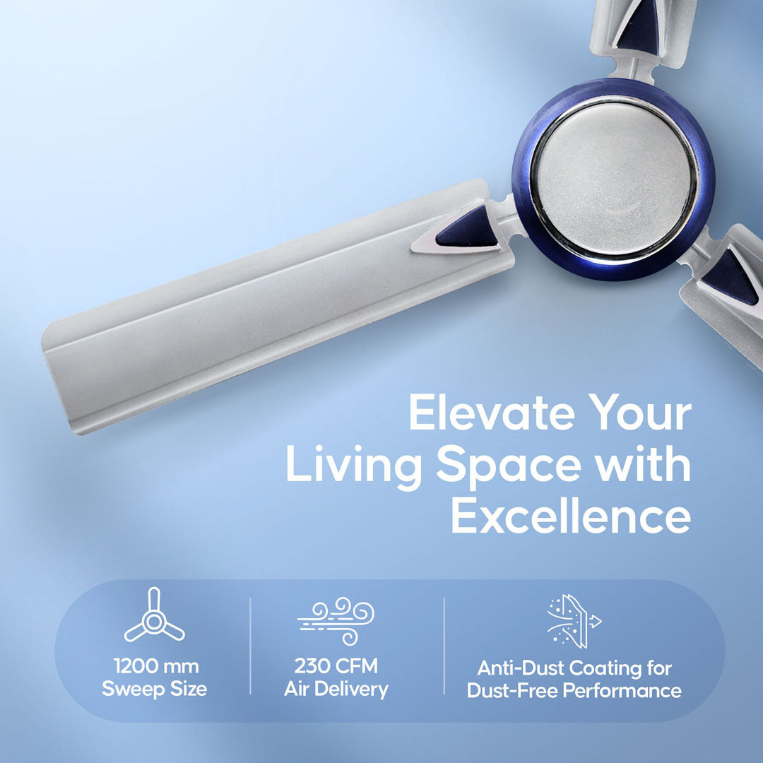 Longway Starlite-1 P2 1200 mm/48 inch Ultra High Speed 3 Blade Anti-Dust Decorative Star Rated Ceiling Fan (Pack of 2)