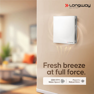 Longway  FreshX 6 Inch 150 mm Energy Efficient Exhaust Fan | High Speed Powerful Motor | Noiseless Operation & Easy to Clean | Rust Proof |Suitable for Bathroom, Kitchen, Office | 2 Years Warranty (White)