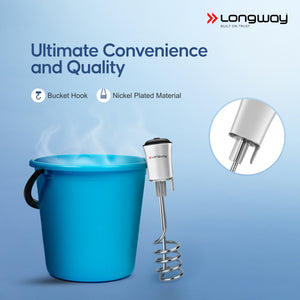 Longway LWIR01 1500/2000 Watt Immersion Rod, Water Heater with Waterproof & Shockproof Protection ISI Certified | 2 Years Warranty