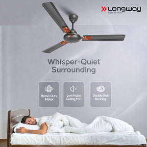 Longway Creta P2 1200 mm/48 inch Ultra High Speed 3 Blade Anti-Dust Decorative Star Rated Ceiling Fan