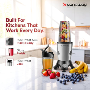 Longway Blixa Nutri Blender 600 W Bullet Mixer Grinder & Smoothie Maker with Stainless Steel Blades & ABS Plastic Body | 22000 RPM | 3 Years Warranty