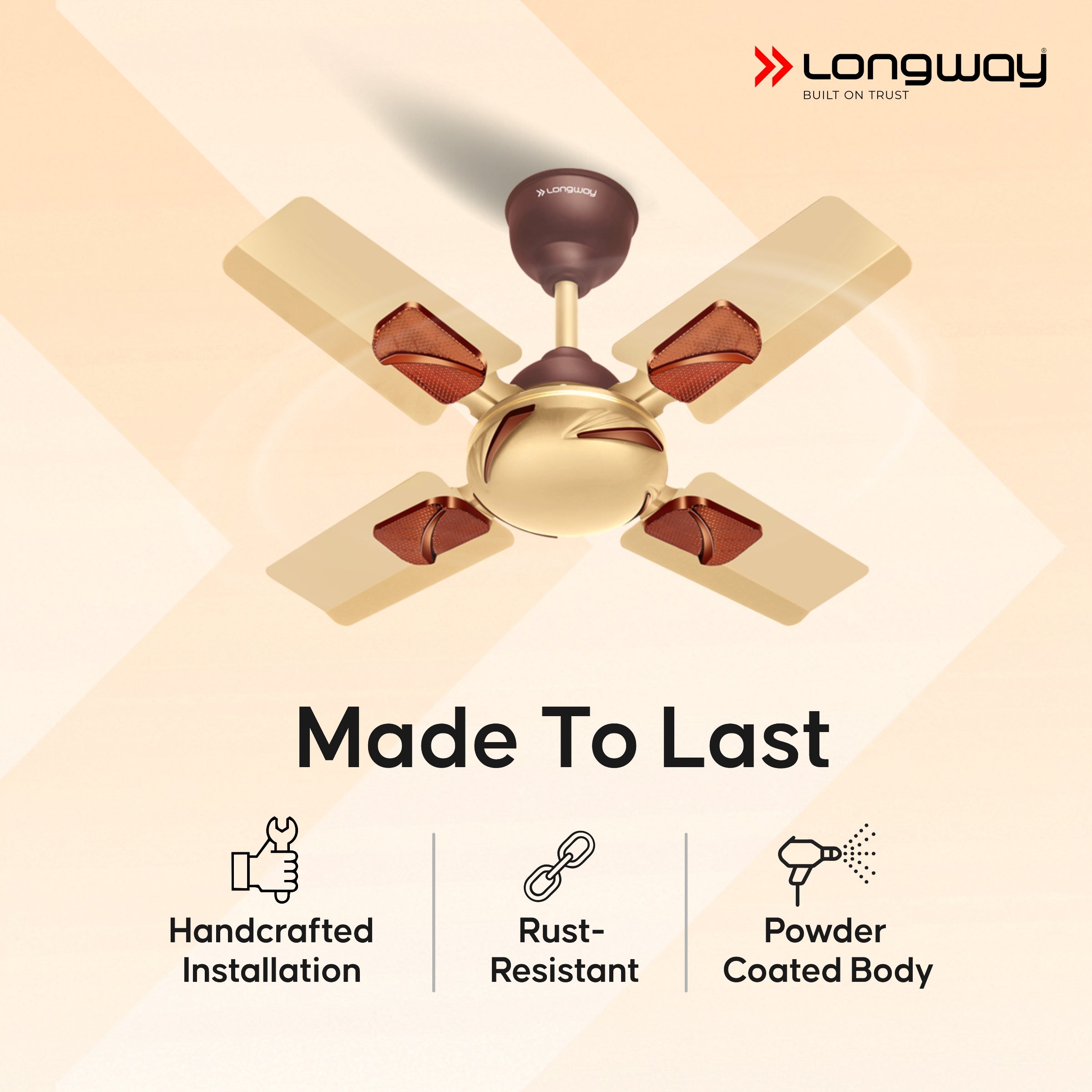 Longway Creta P1 600 mm/24 inch Ultra High Speed 4 Blade Anti-Dust Decorative Star Rated Remote Controlled Ceiling Fan