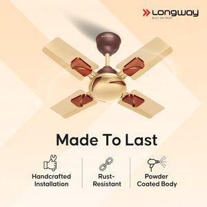 Longway Creta P1 600 mm/24 inch Ultra High Speed 4 Blade Anti-Dust Decorative Star Rated Remote Controlled Ceiling Fan