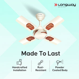 Longway Creta P1 600 mm/24 inch Ultra High Speed 4 Blade Anti-Dust Decorative Star Rated Ceiling Fan