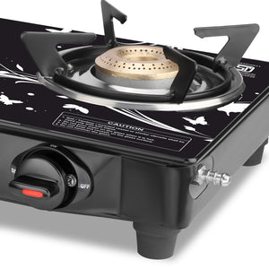 Longway Astra Glass Top, Manual Ignition Glass Gas Stove (Black, ISI Certified, 2 Years Warranty)