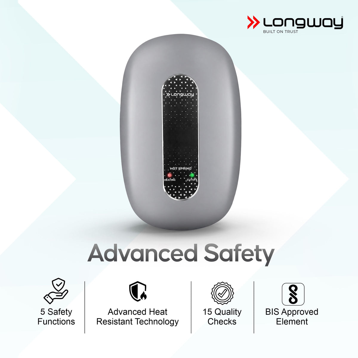 Longway Hotspring 3 ltr Automatic Instant Water Heater with Multiple Safety System & Rust-Proof ABS Body, 3 Ltr