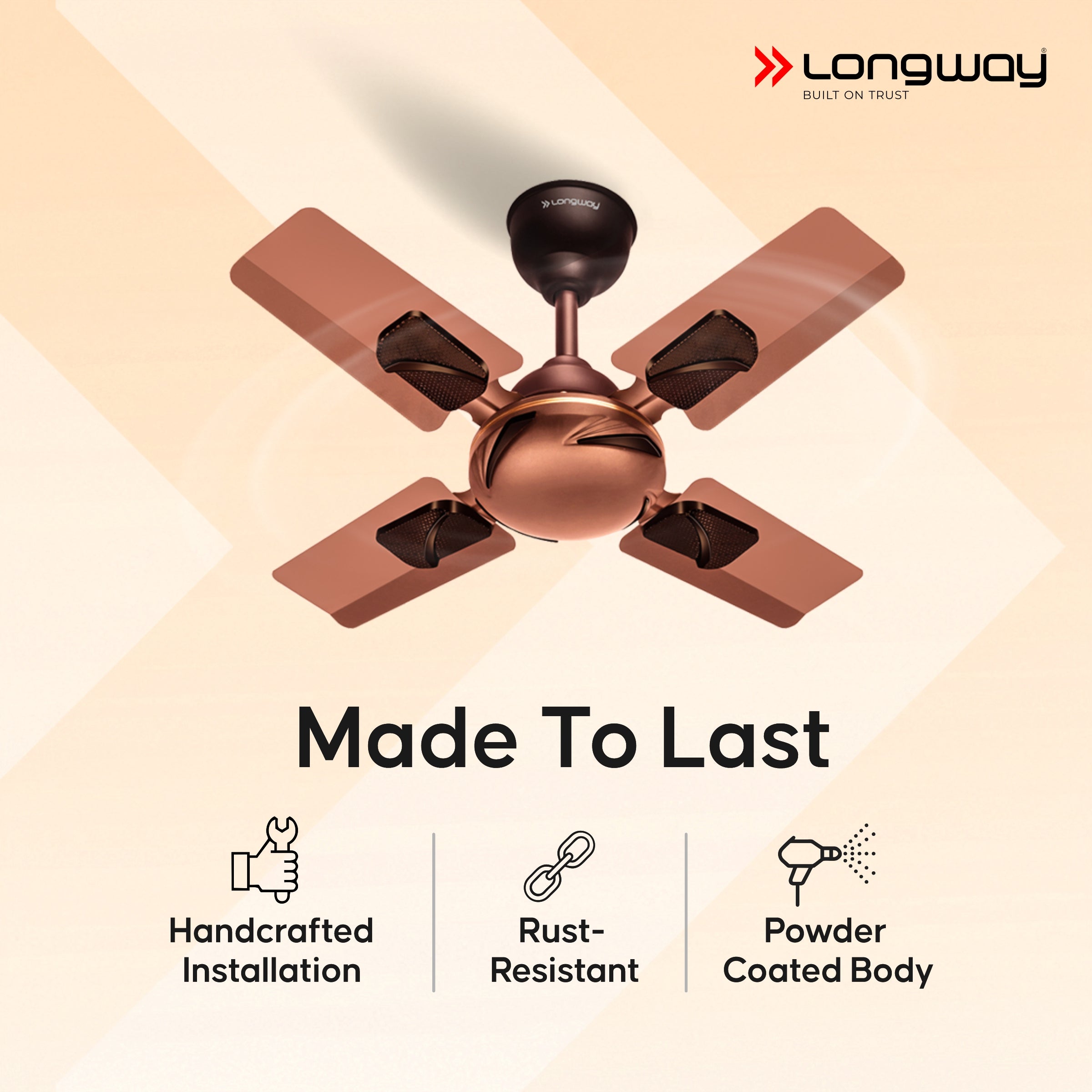 Longway Creta P1 600 mm/24 inch Ultra High Speed 4 Blade Anti-Dust Decorative Star Rated Remote Controlled Ceiling Fan