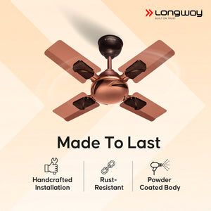 Longway Creta P1 600 mm/24 inch Ultra High Speed 4 Blade Anti-Dust Decorative Star Rated Remote Controlled Ceiling Fan
