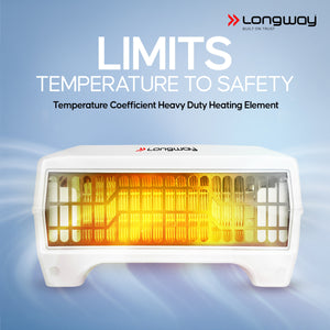 Longway Thermora 2000/1000 W Fan Room Heater with ISI Approved | 1 Year Warranty (White)