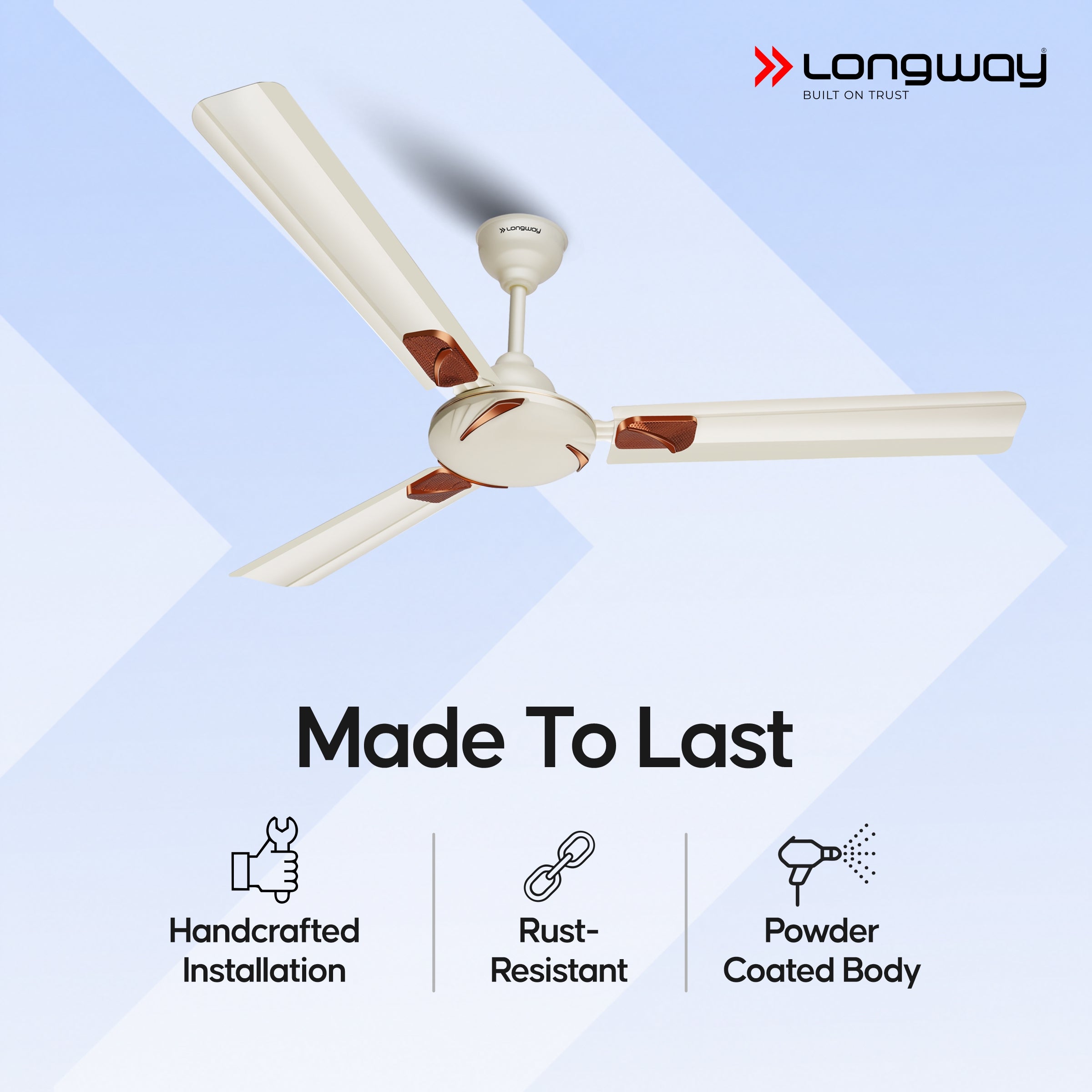 Longway Creta P1 1200 mm/48 inch Ultra High Speed 3 Blade Anti-Dust Decorative Star Rated Ceiling Fan