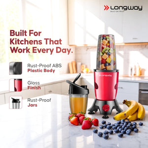 Longway Blixa Nutri Blender 600 W Bullet Mixer Grinder & Smoothie Maker with Stainless Steel Blades & ABS Plastic Body | 22000 RPM | 3 Years Warranty