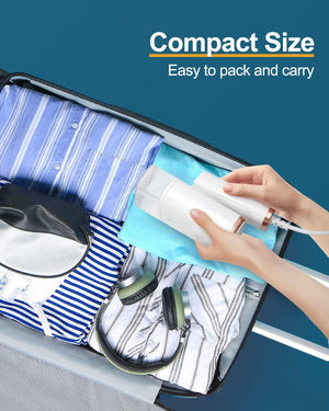 Longway Turbo 1000W Garment Steamer for Clothes | Foldable, Leak Proof, 248°F Steam with Fabric Brush & 120ml Water Tank | Powerful Steamer for Clothes (White)