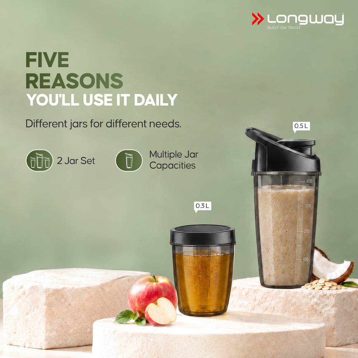 Longway Blixa Nutri Blender 600 W Bullet Mixer Grinder & Smoothie Maker with Stainless Steel Blades & ABS Plastic Body | 22000 RPM | 3 Years Warranty