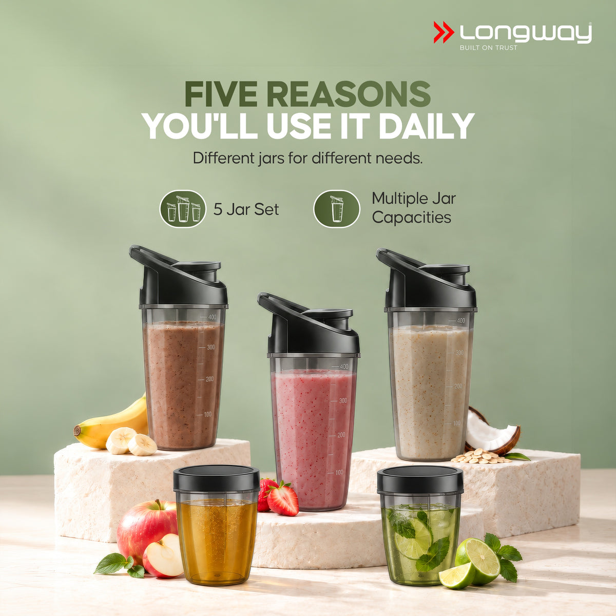 Longway Blixa Nutri Blender 600 W Bullet Mixer Grinder & Smoothie Maker with Stainless Steel Blades & ABS Plastic Body | 22000 RPM | 3 Years Warranty