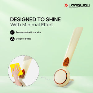 Longway Kiger P1 1200 mm/48 inch Ultra High Speed 3 Blade Anti-Dust Decorative Star Rated Ceiling Fan (Ivory)